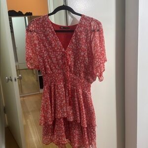 Zara Red Floral Tiered Dress